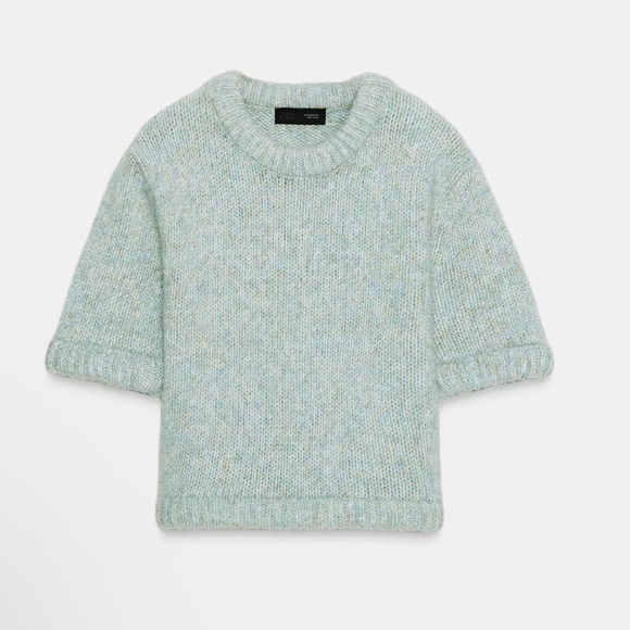 Zara Tops - Zara NWT light blue short sleeve knit sweater top
